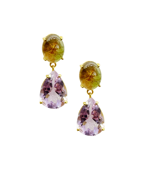 Boucles d’oreille en argent Doré et Pierre Semi-Précieuse G30B