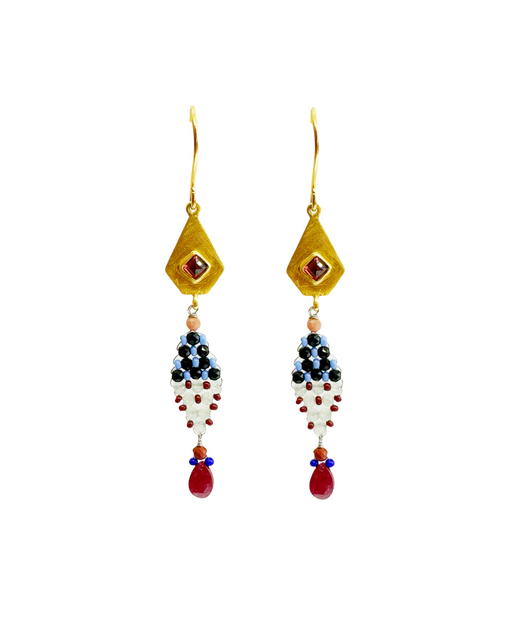 Boucles d’oreille en laiton doré et Pierre Semi-Précieuse N64