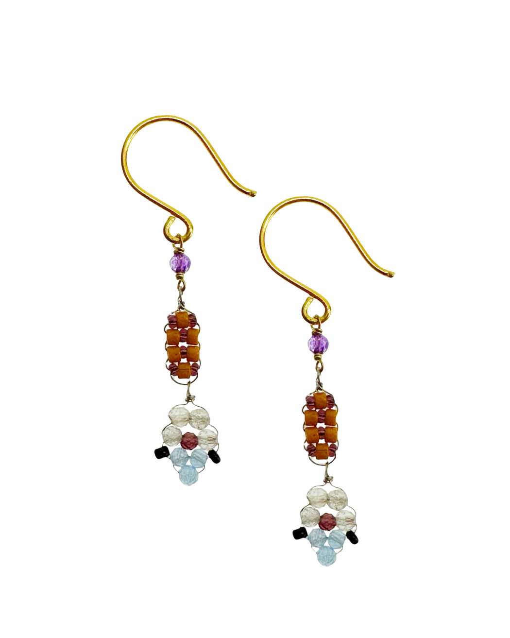 Boucles d’oreille en laiton doré et Pierre Semi-Précieuse N22