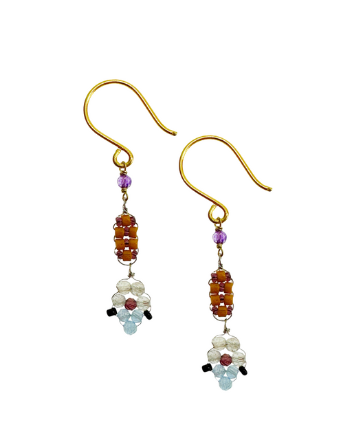 Boucles d’oreille en laiton doré et Pierre Semi-Précieuse N22