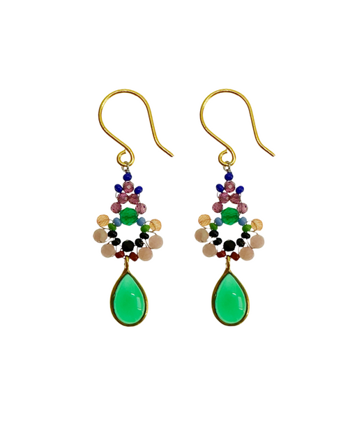 Boucles d’oreille en laiton doré et Pierre Semi-Précieuse N35