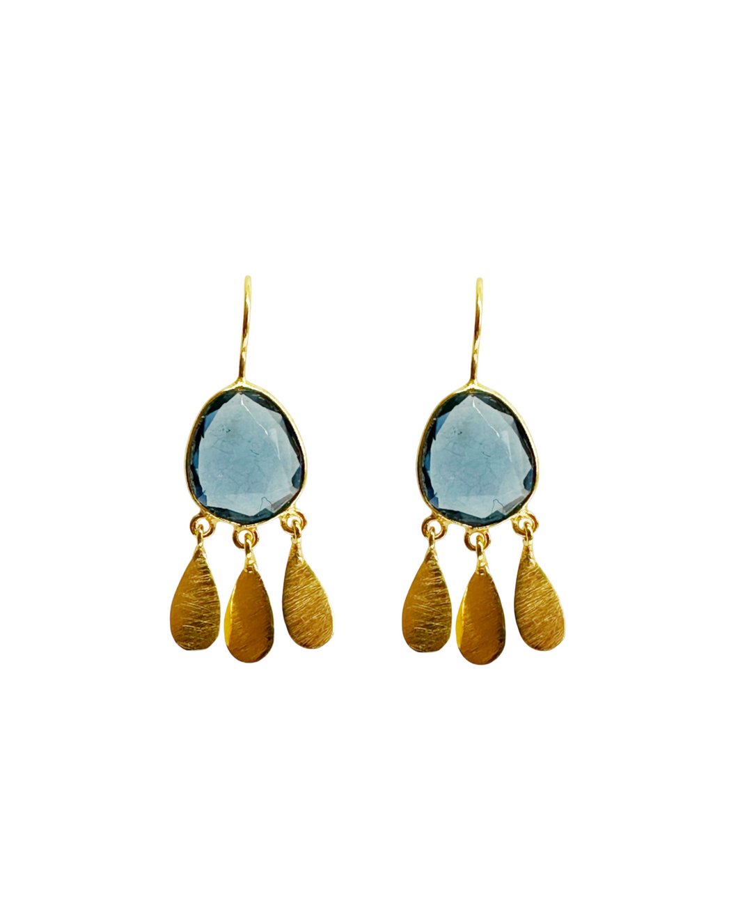 Boucles d’oreille en laiton doré et Pierre Semi-Précieuse N68