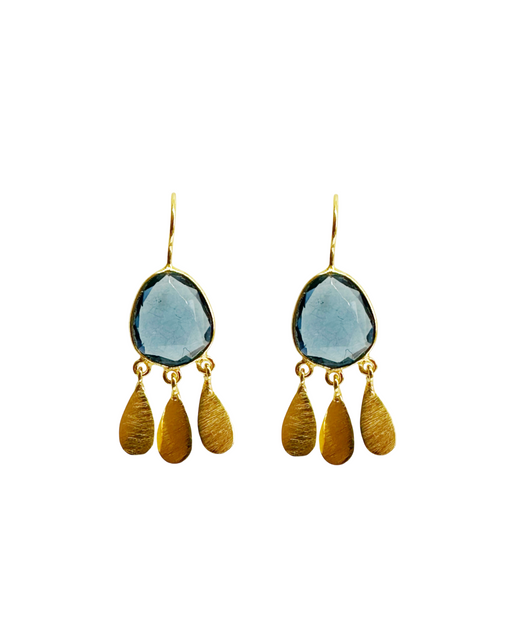 Boucles d’oreille en laiton doré et Pierre Semi-Précieuse N68