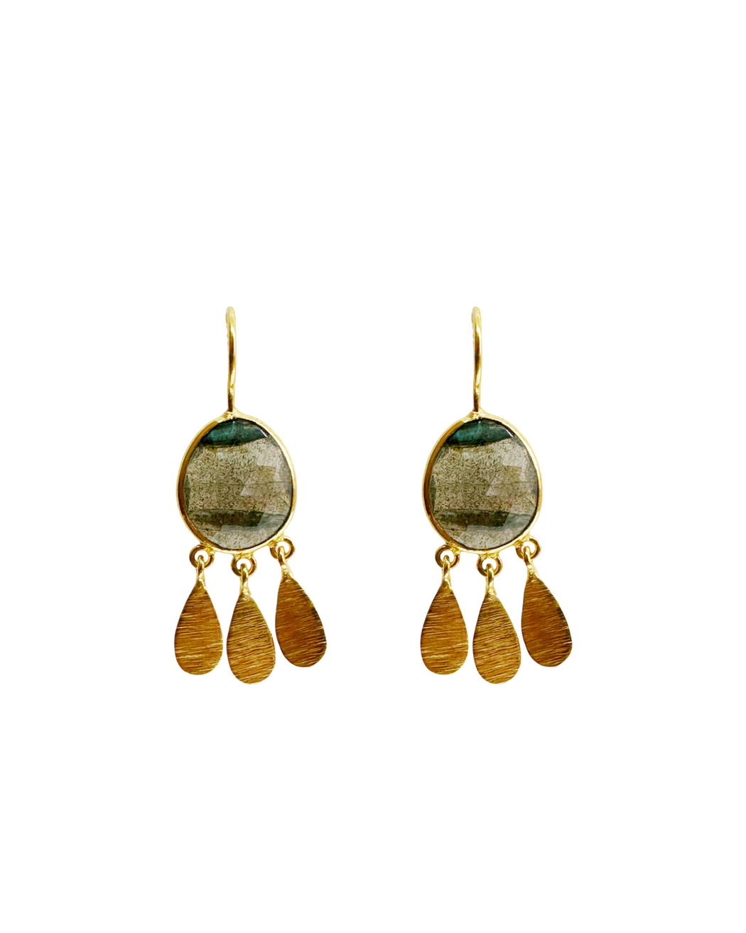 Boucles d’oreille en laiton doré et Pierre Semi-Précieuse N70