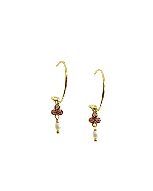 Boucles d’oreille en laiton doré et Pierre Semi-Précieuse N50