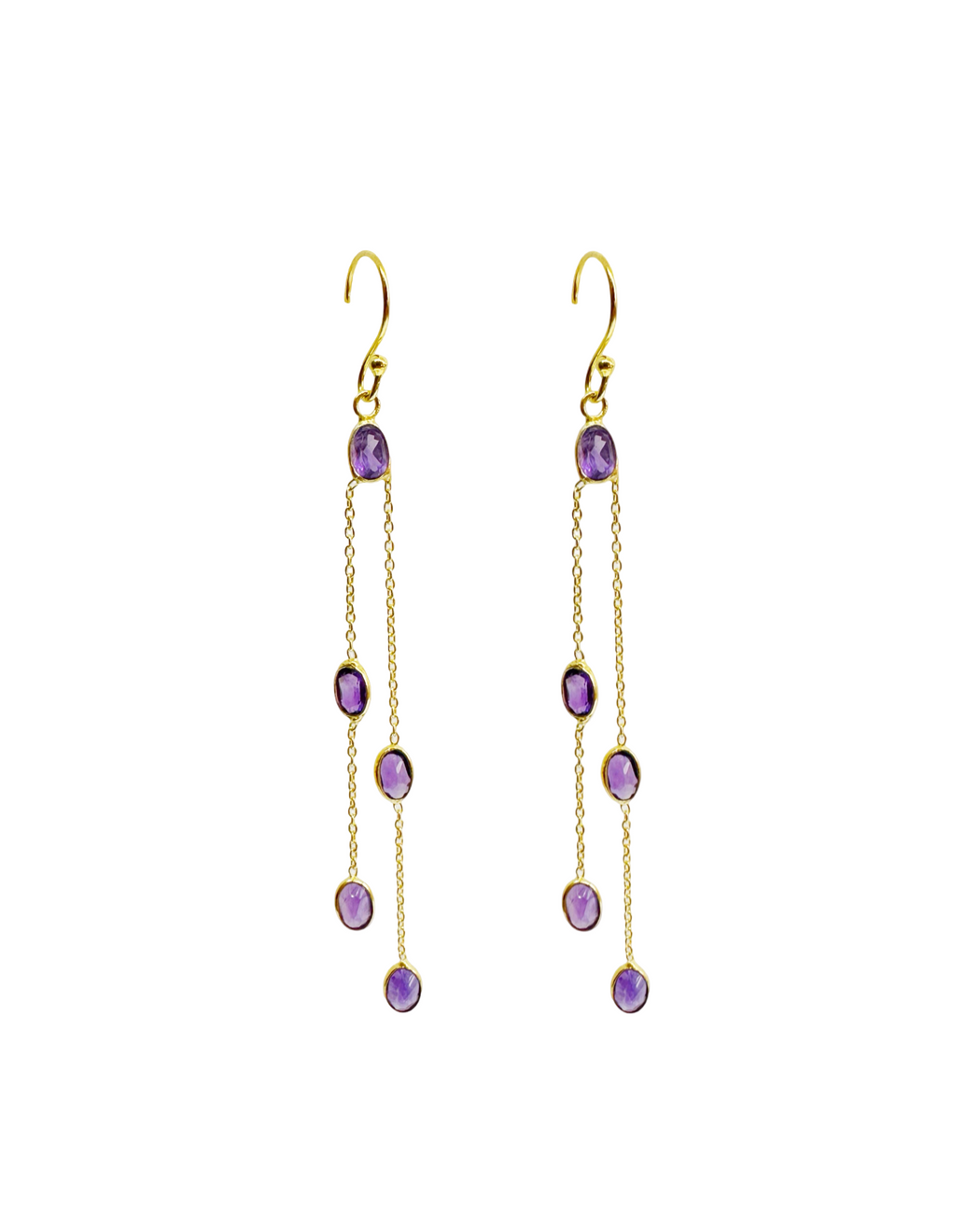 Boucles d’oreille en argent doré et Pierre Semi-Précieuse N77