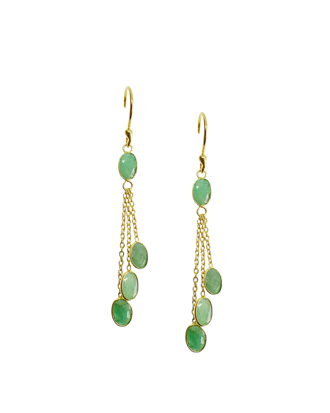 Boucles d’oreille en argent doré et Pierre Semi-Précieuse N76