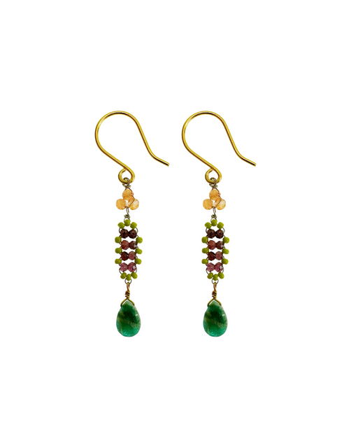 Boucles d’oreille en laiton doré et Pierre Semi-Précieuse N23