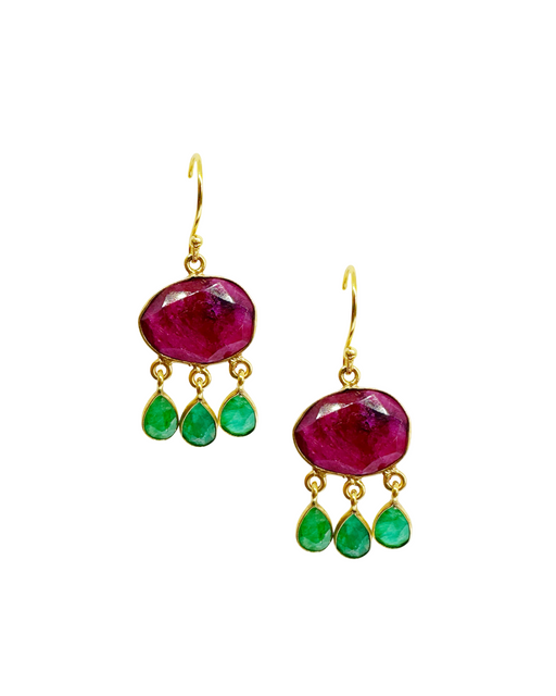 Boucles d’oreille en laiton doré et Pierre Semi-Précieuse N71