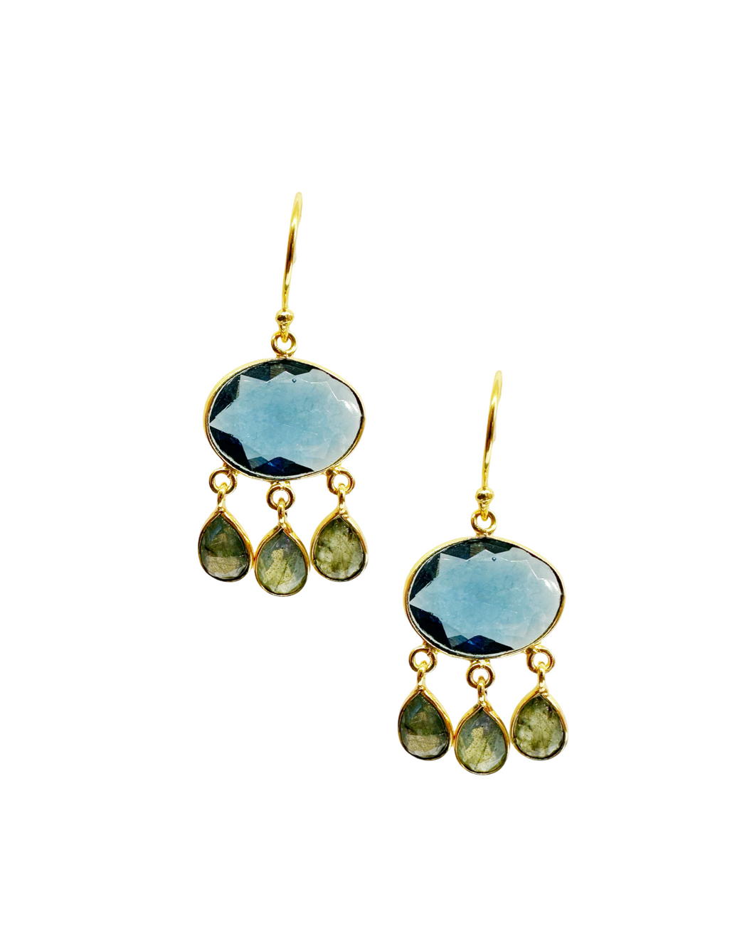 Boucles d’oreille en laiton doré et Pierre Semi-Précieuse N72