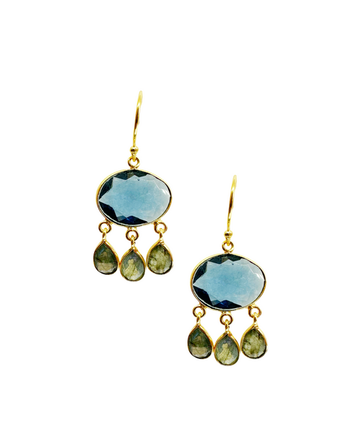 Boucles d’oreille en laiton doré et Pierre Semi-Précieuse N72