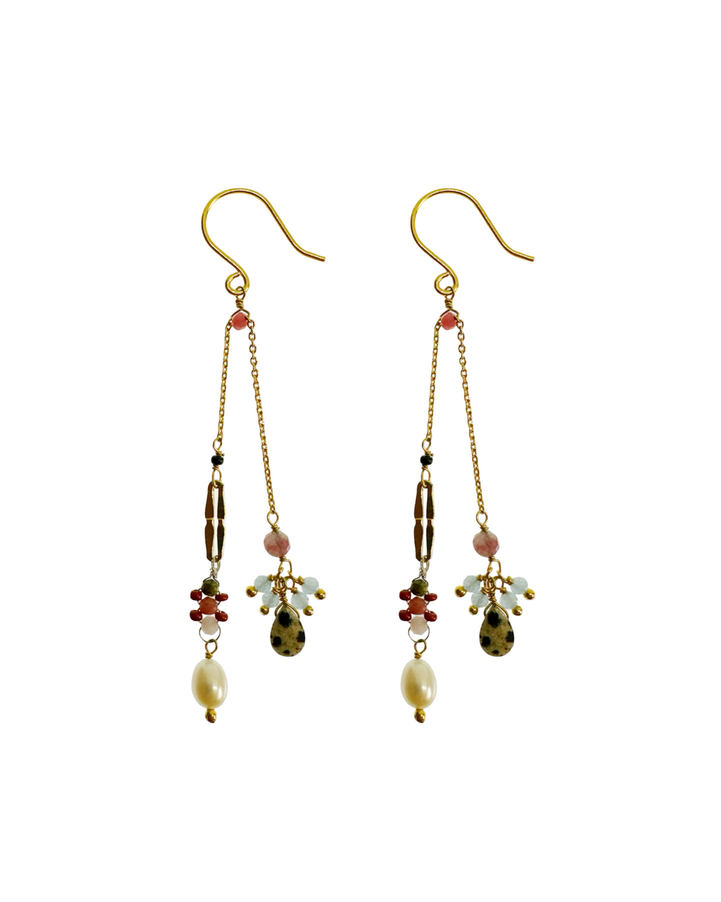 Boucles d’oreille en laiton doré et Pierre Semi-Précieuse N46