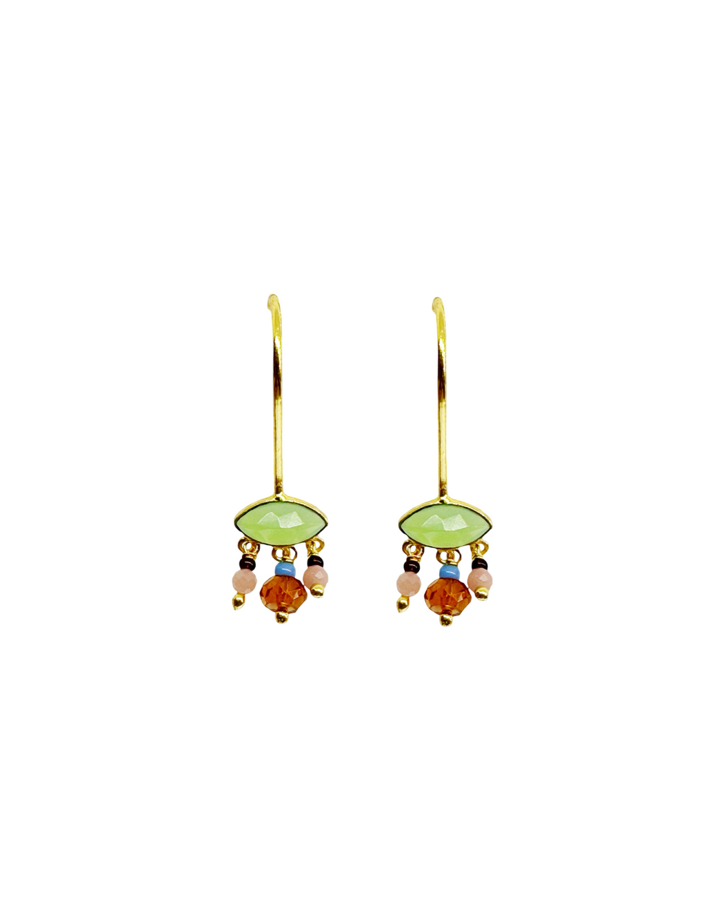 Boucles d’oreille en laiton doré et Pierre Semi-Précieuse N17