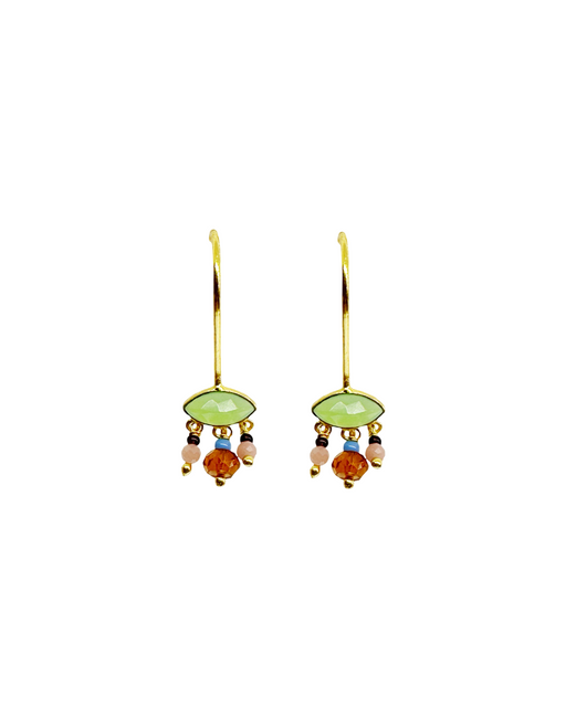 Boucles d’oreille en laiton doré et Pierre Semi-Précieuse N17