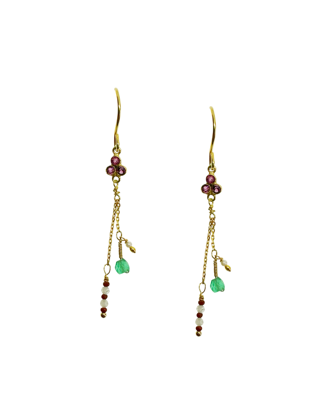 Boucles d’oreille en laiton doré et Pierre Semi-Précieuse N33