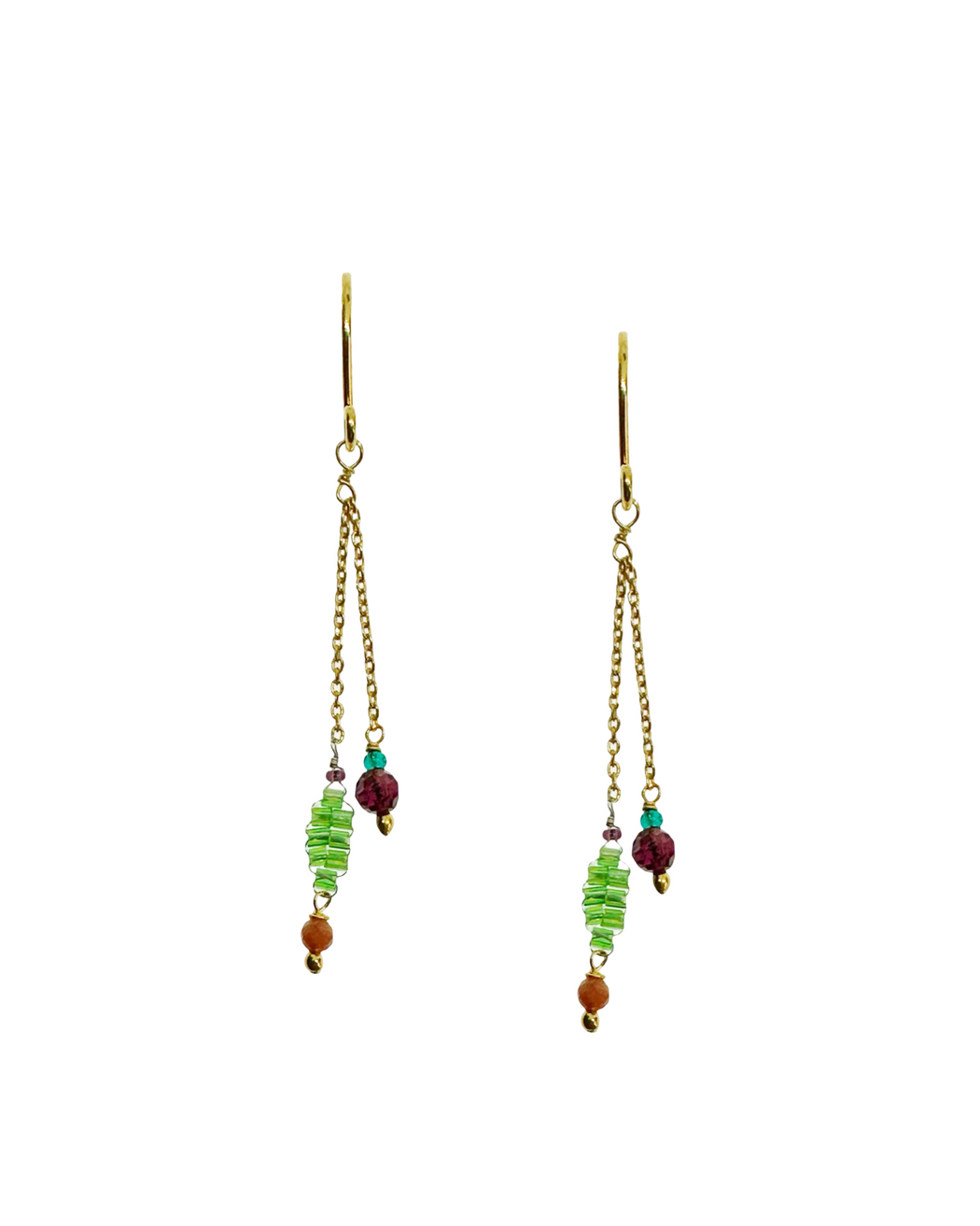 Boucles d’oreille en laiton doré et Pierre Semi-Précieuse N32