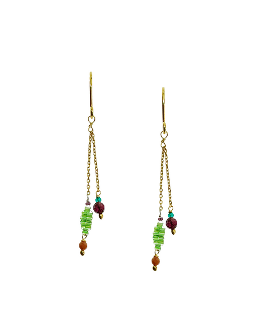 Boucles d’oreille en laiton doré et Pierre Semi-Précieuse N32