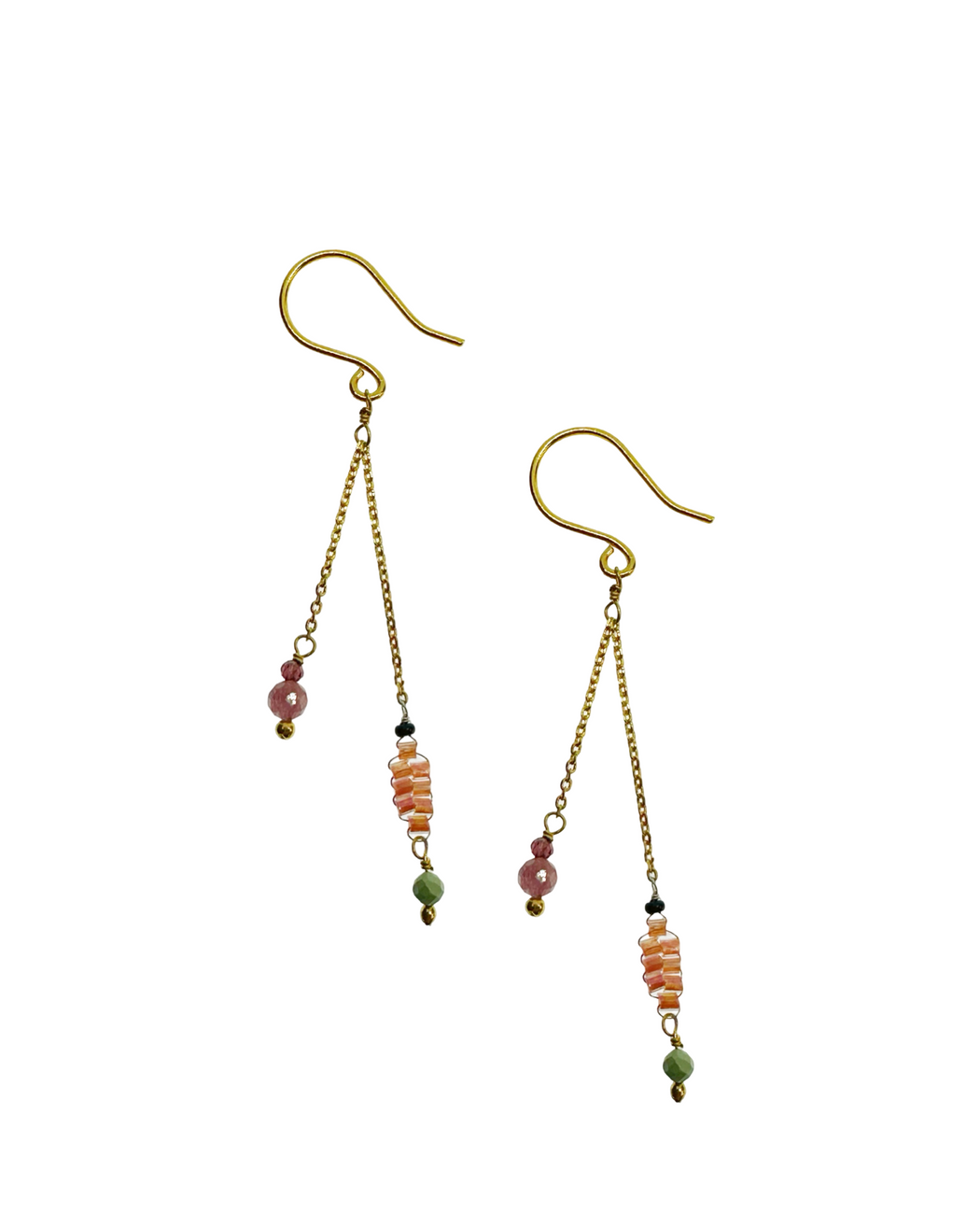 Boucles d’oreille en laiton doré et Pierre Semi-Précieuse N31