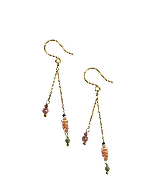 Boucles d’oreille en laiton doré et Pierre Semi-Précieuse N31