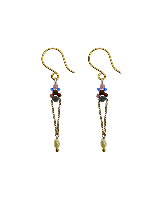 Boucles d’oreille en laiton doré et Pierre Semi-Précieuse N30