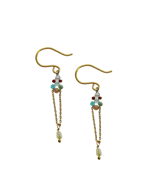 Boucles d’oreille en laiton doré et Pierre Semi-Précieuse N29