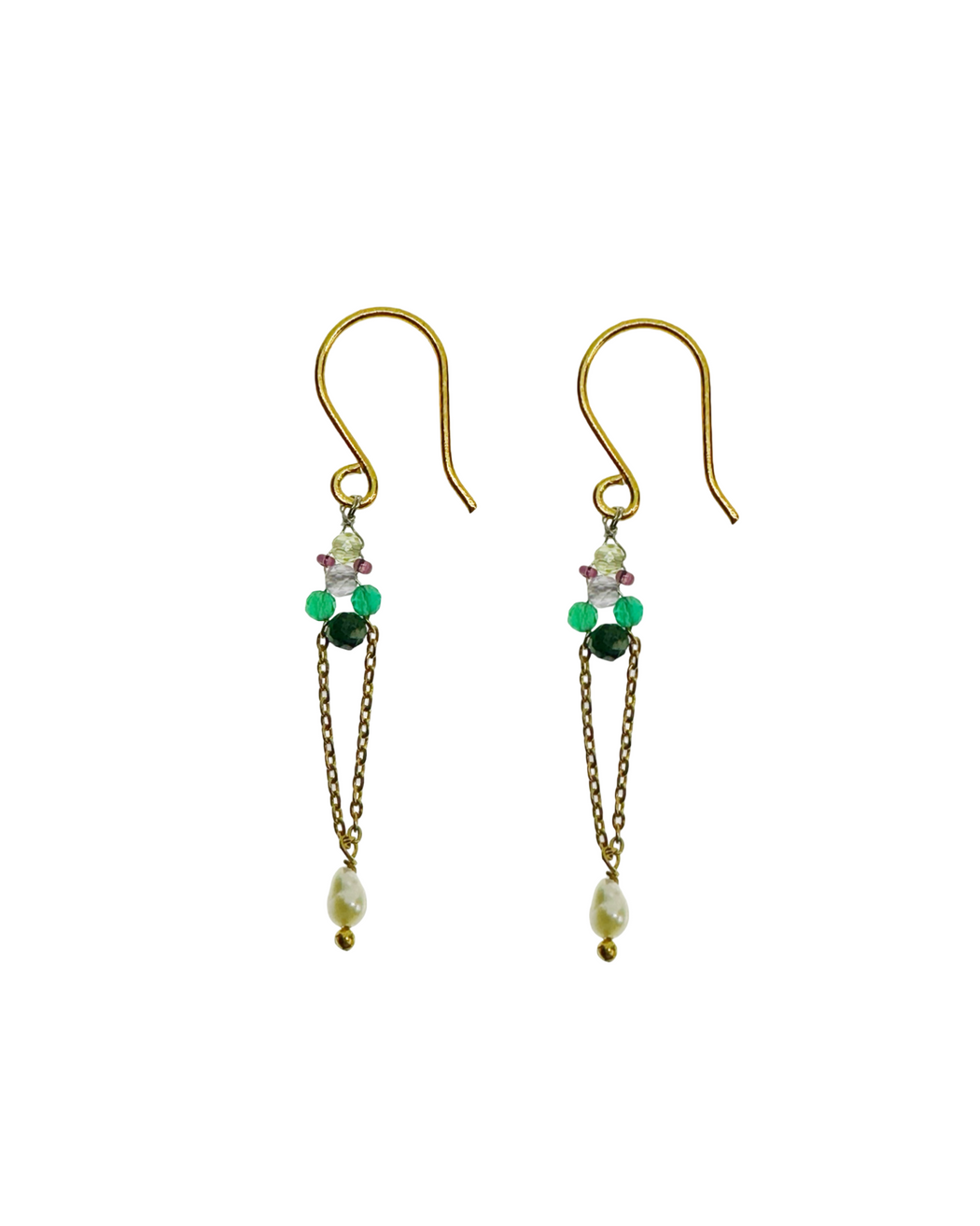 Boucles d’oreille en laiton doré et Pierre Semi-Précieuse N28