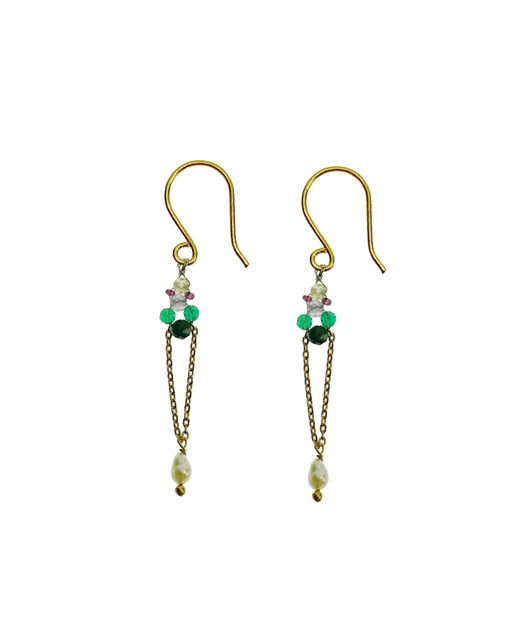 Boucles d’oreille en laiton doré et Pierre Semi-Précieuse N28