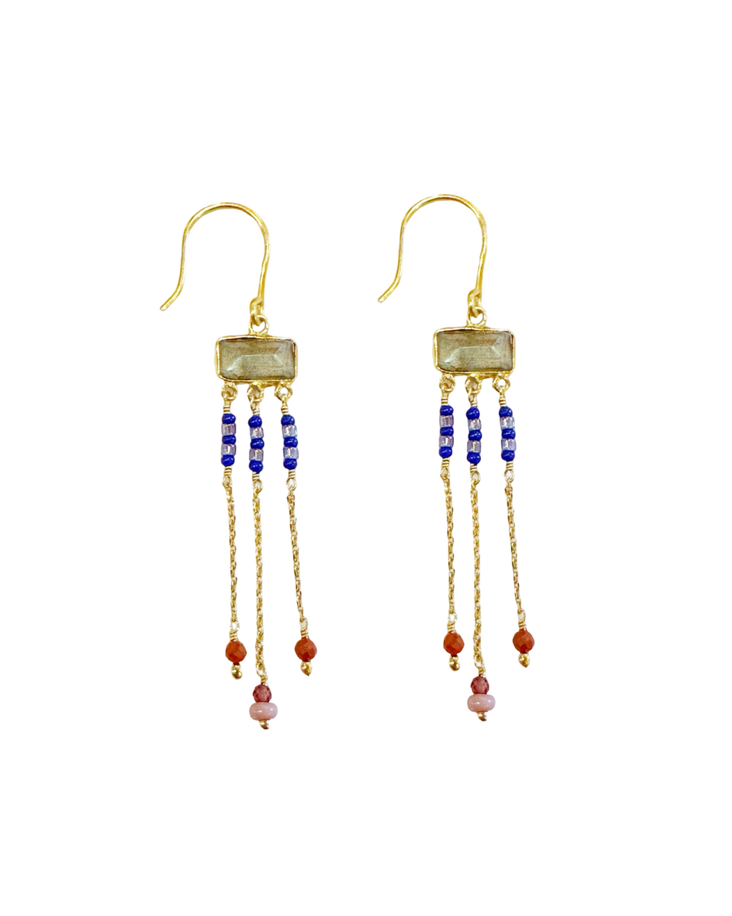 Boucles d’oreille en laiton doré et Pierre Semi-Précieuse N58