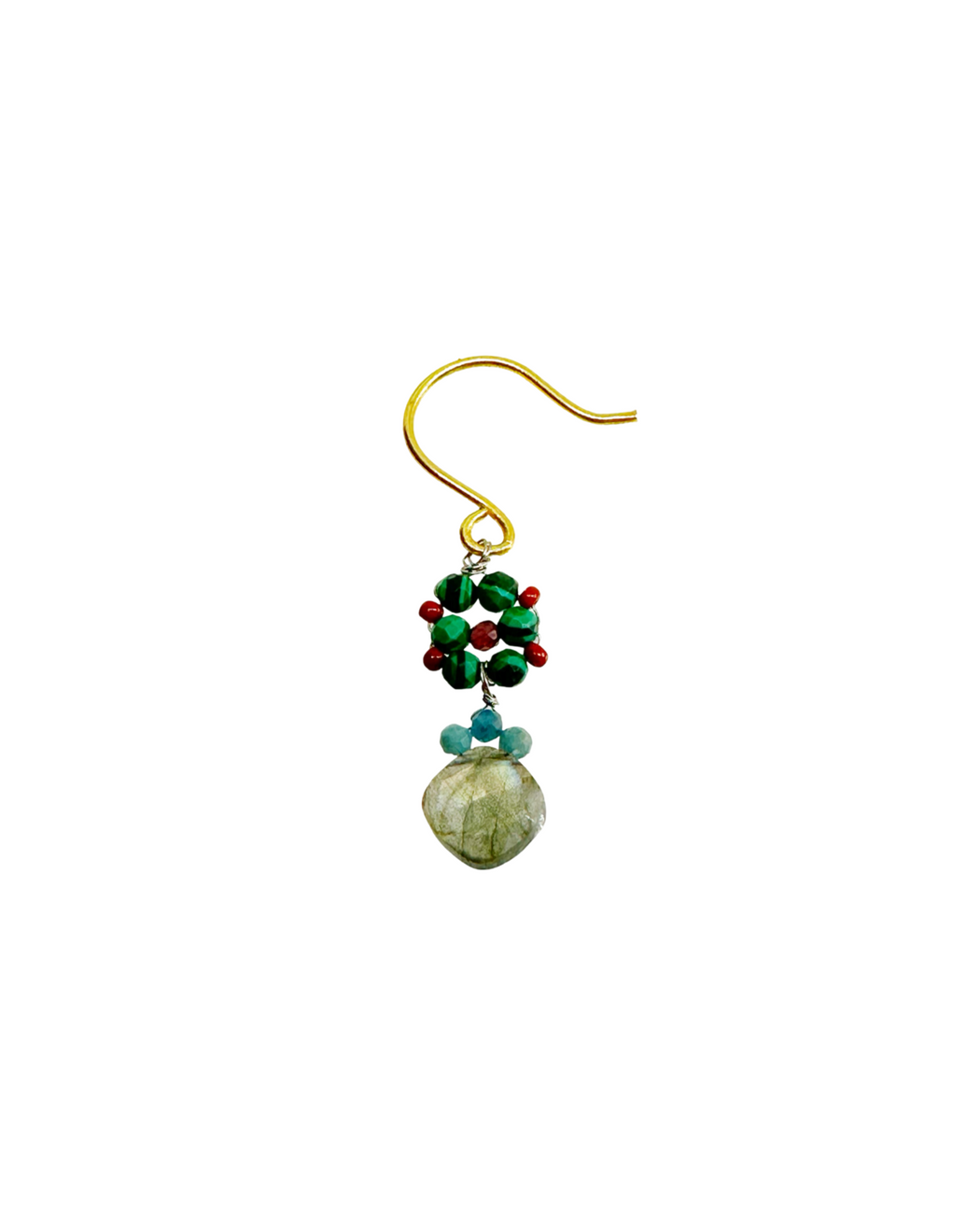 Boucle d’oreille en Laiton Doré et Pierre Semi-Précieuse P6