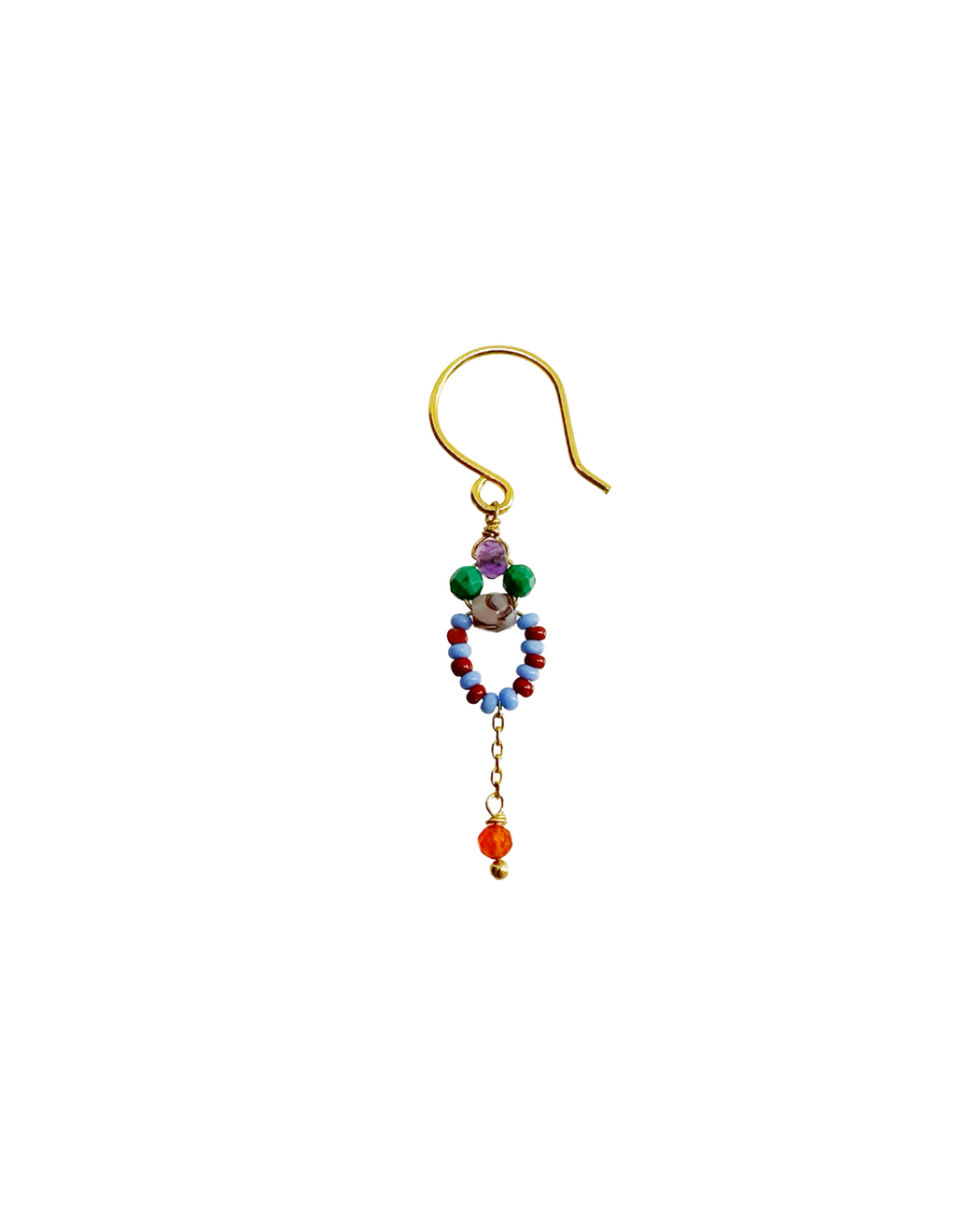 Boucle d’oreille en Laiton Doré et Pierre Semi-Précieuse P8