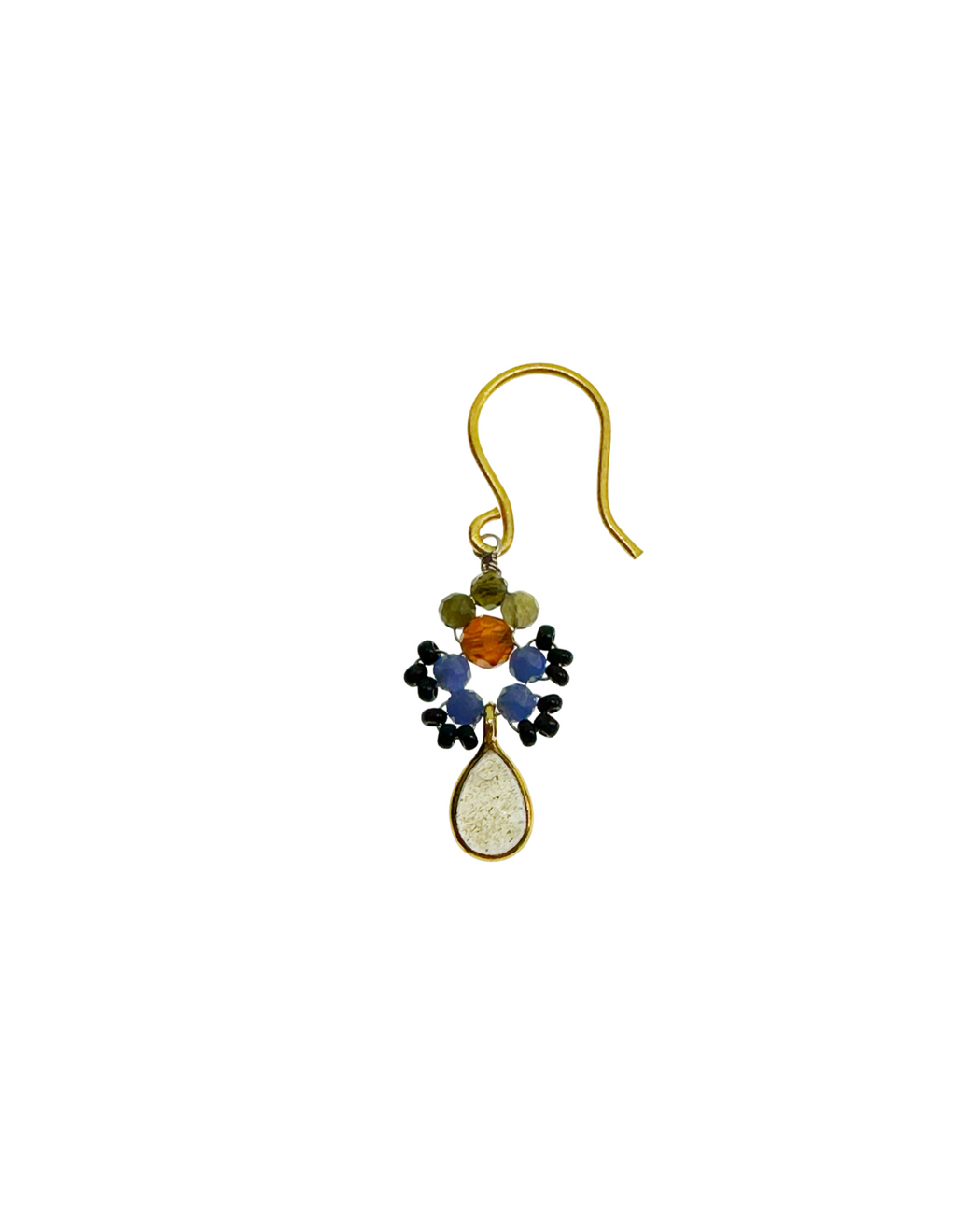 Boucle d’oreille en Laiton Doré et Pierre Semi-Précieuse P13