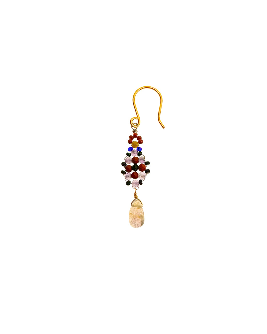 Boucle d’oreille en Laiton Doré et Pierre Semi-Précieuse P14