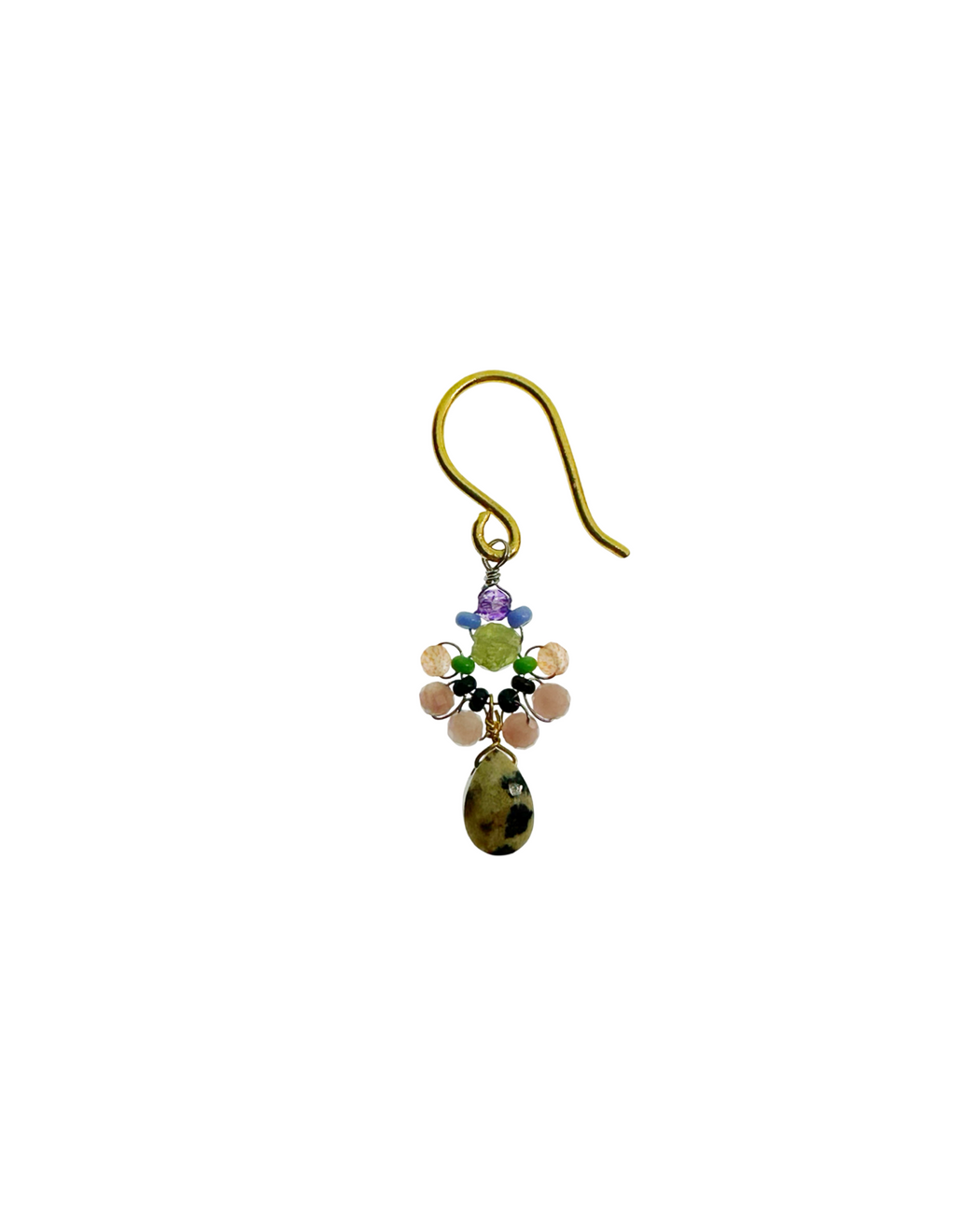 Boucle d’oreille en Laiton Doré et Pierre Semi-Précieuse P23