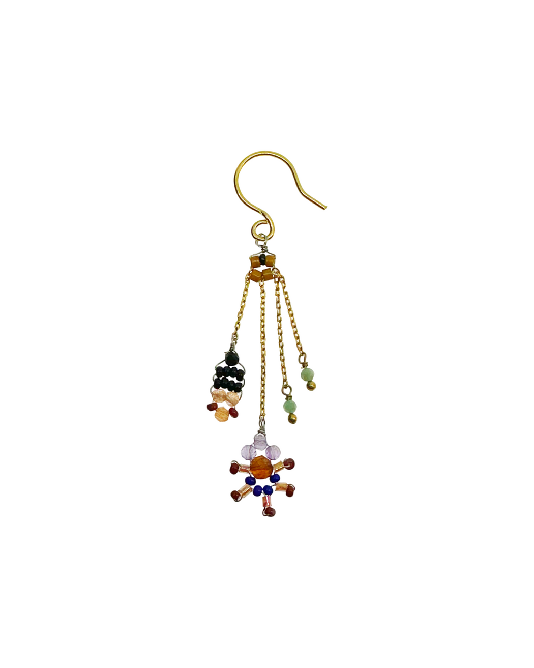 Boucle d’oreille en Laiton Doré et Pierre Semi-Précieuse P30