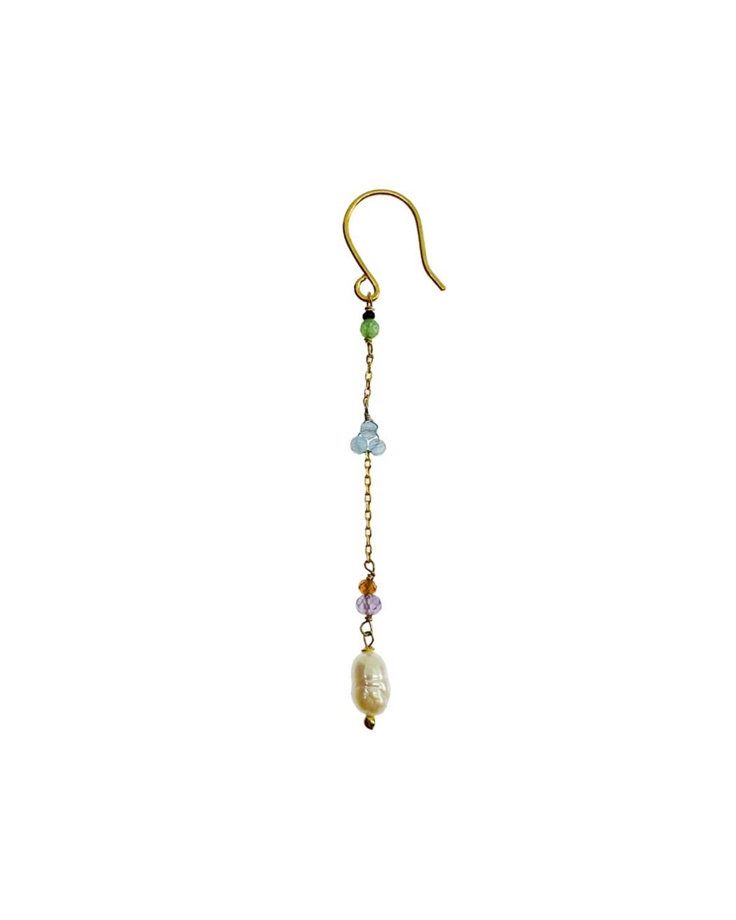 Boucle d’oreille en Laiton Doré et Pierre Semi-Précieuse P35