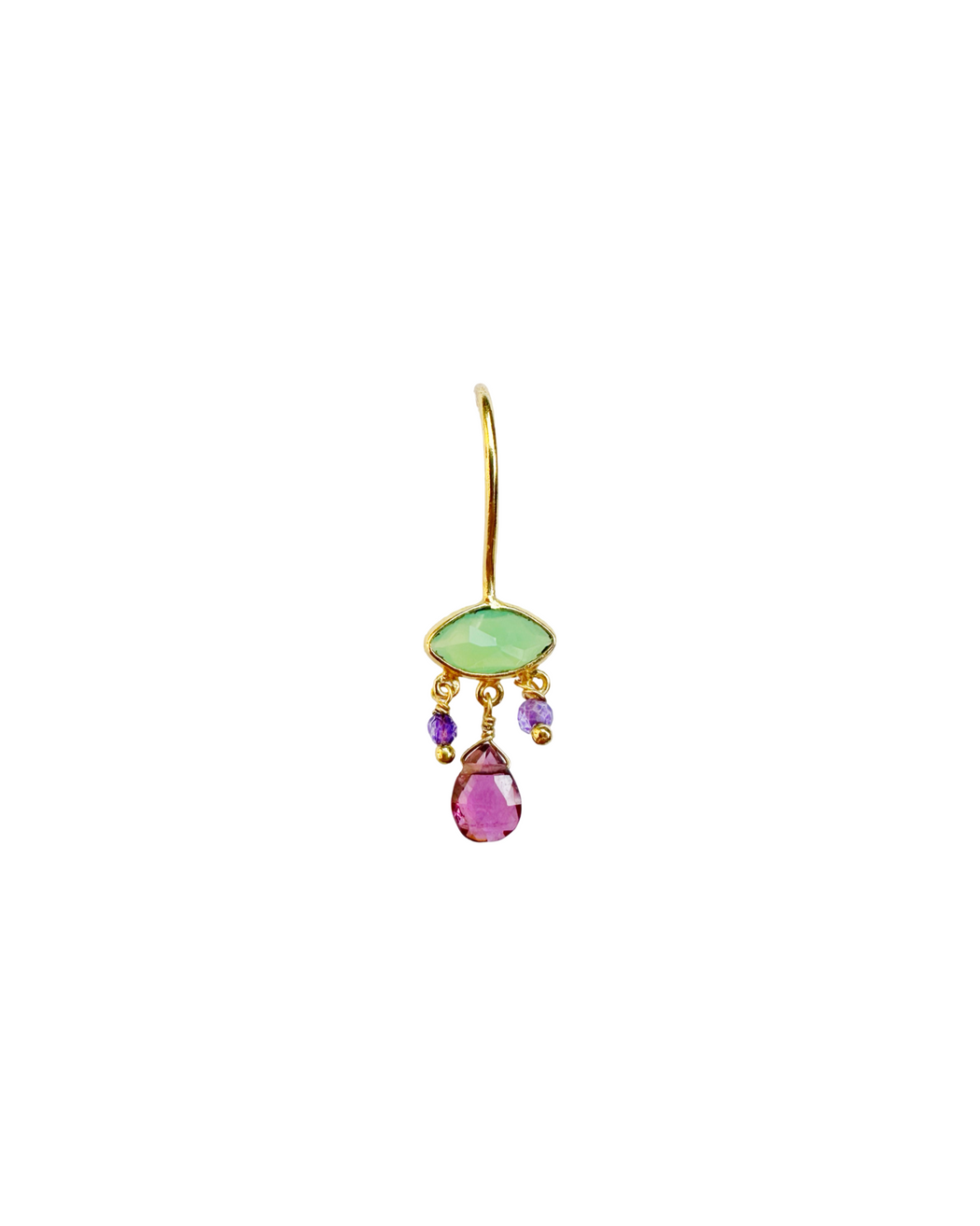 Boucle d’oreille en Laiton Doré et Pierre Semi-Précieuse P50