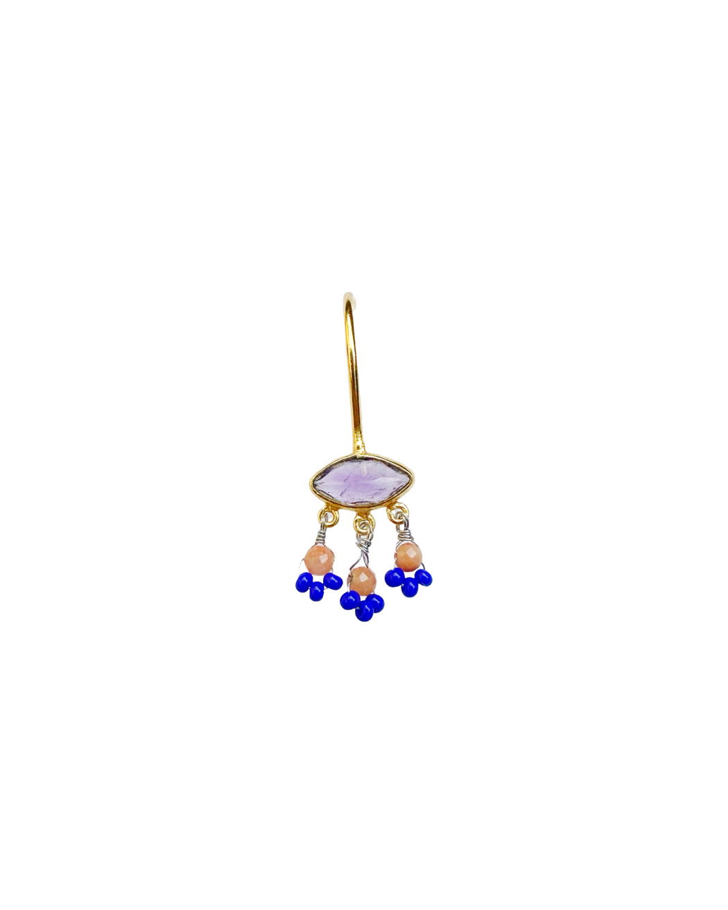 Boucle d’oreille en Laiton Doré et Pierre Semi-Précieuse P55