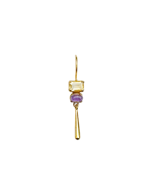 Boucle d’oreille en Laiton Doré et Pierre Semi-Précieuse P63