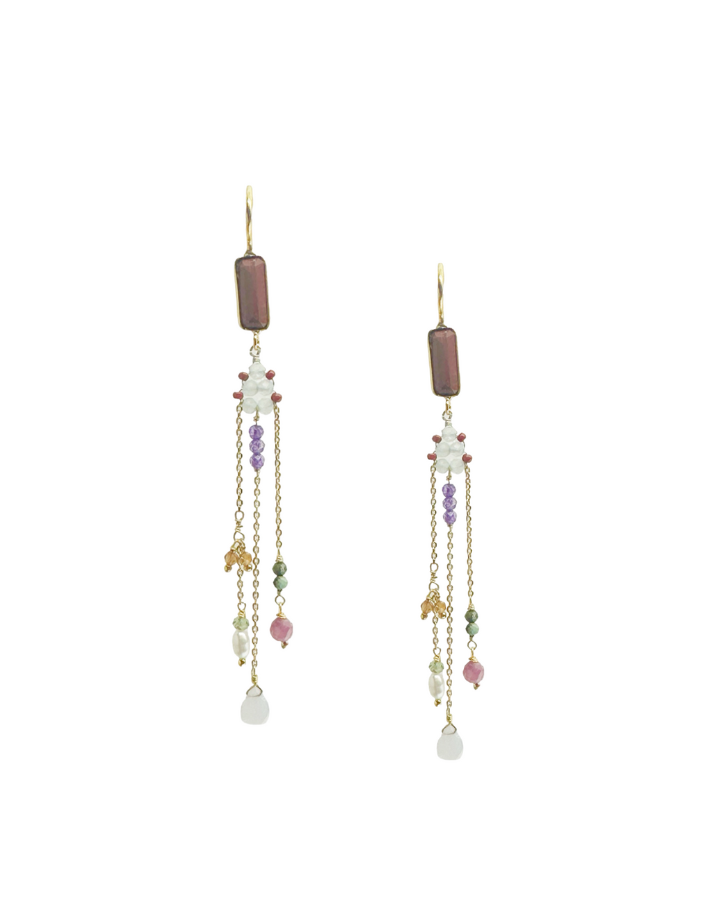 Boucles d’oreille en Laiton Doré et Pierre Semi-Précieuse  Z2