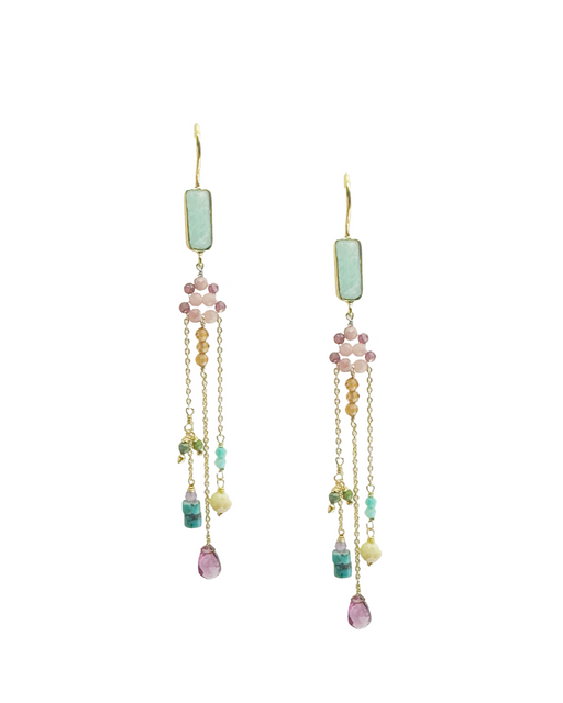 Boucles d’oreille en Laiton Doré et Pierre Semi-Précieuse  Z3