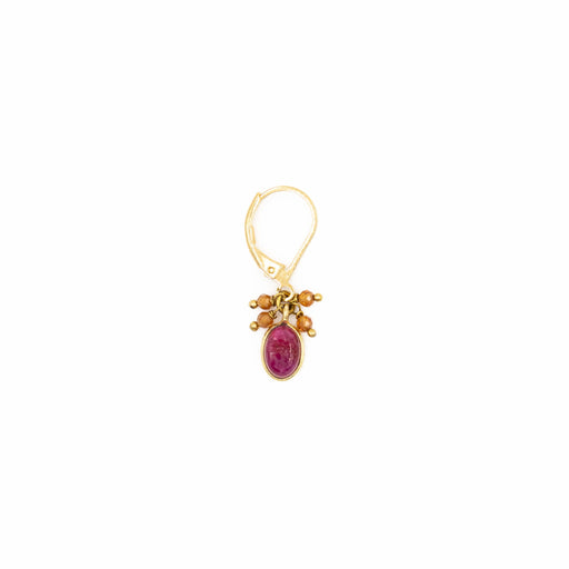 Boucles d'Oreille en Laiton Doré et Pierre Semi-Précieuse MO26A