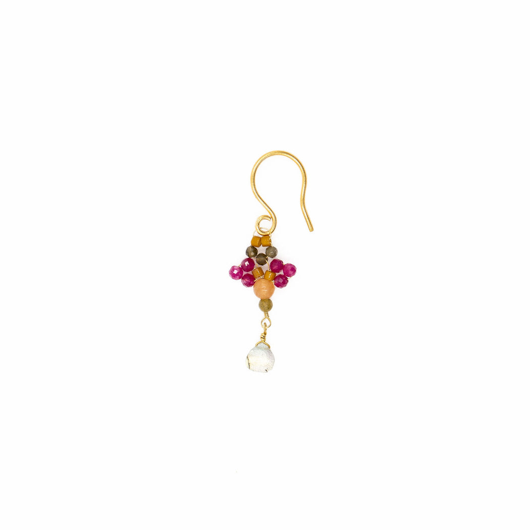 Boucles d'Oreille en Laiton Doré et Pierre Semi-Précieuse MO33