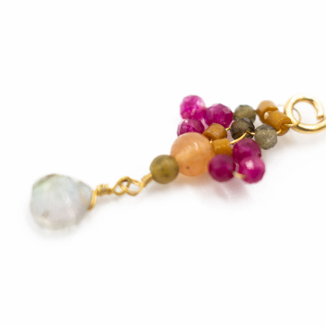Boucles d'Oreille en Laiton Doré et Pierre Semi-Précieuse MO33