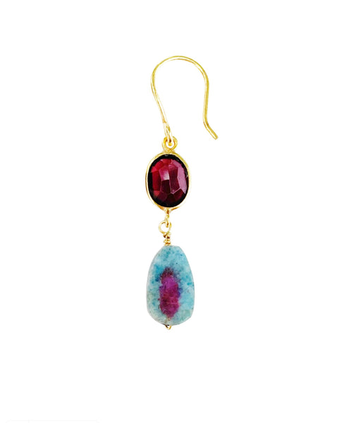 Boucles d’oreilles en laiton doré et pierres semi-précieuses FDC169