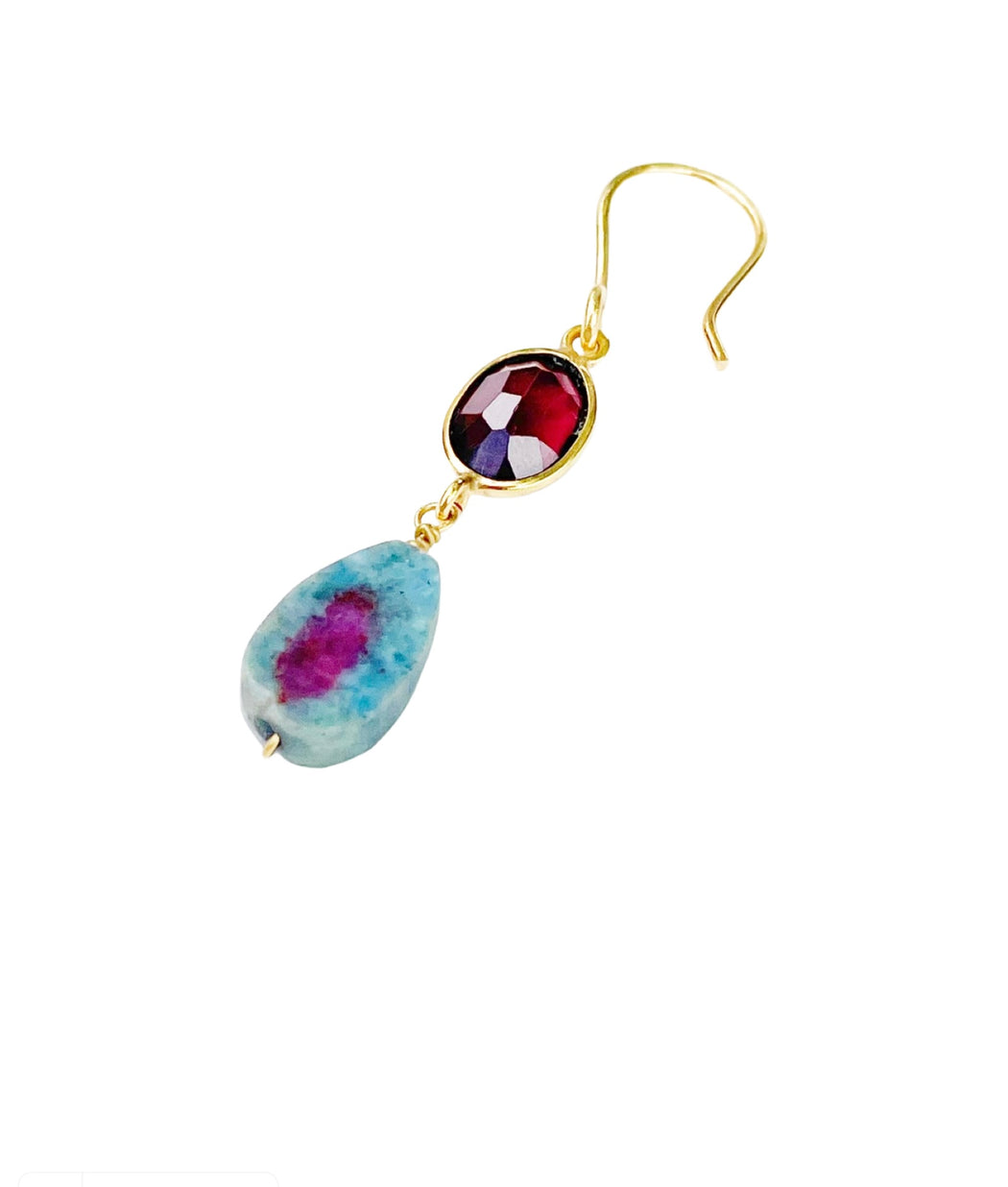 Boucles d’oreilles en laiton doré et pierres semi-précieuses FDC169
