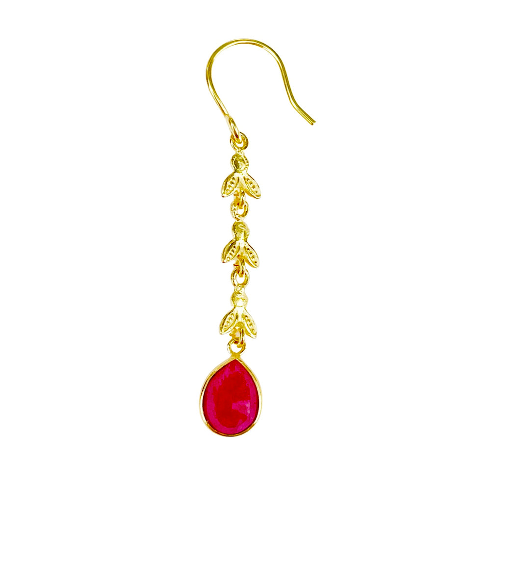 Boucles d’oreilles en laiton doré et pierres semi-précieuses BI31b