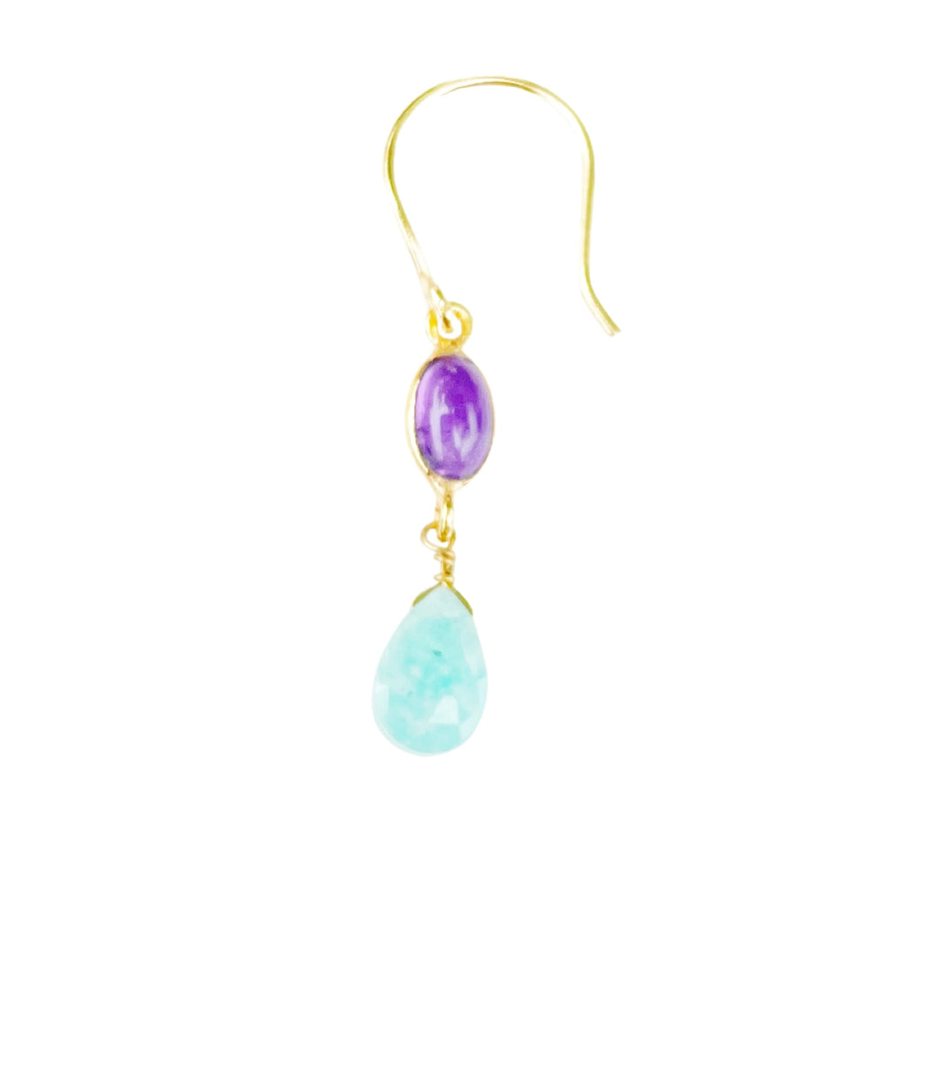 Boucles d’oreilles en laiton doré et pierres semi-précieuses FDC159