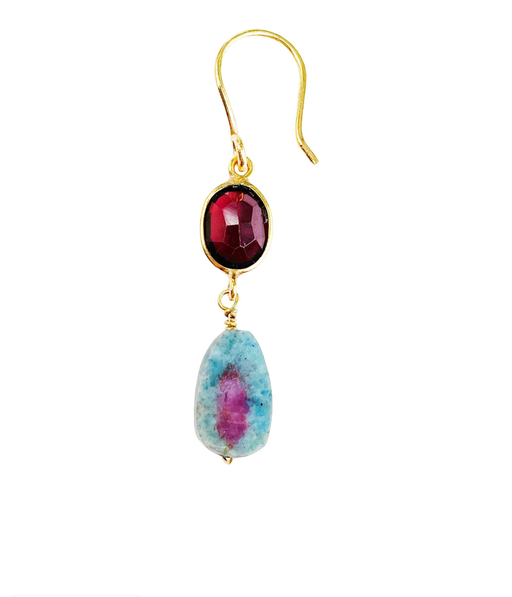 Boucles d’oreilles en laiton doré et pierres semi-précieuses FDC169