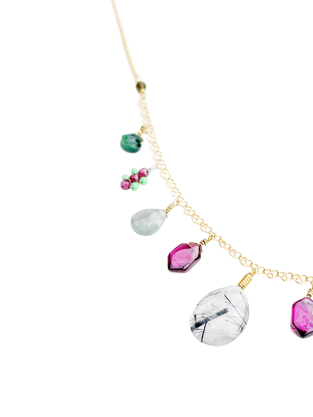 Collier en Laiton Doré et Pierre Semi-Précieuse B21_40