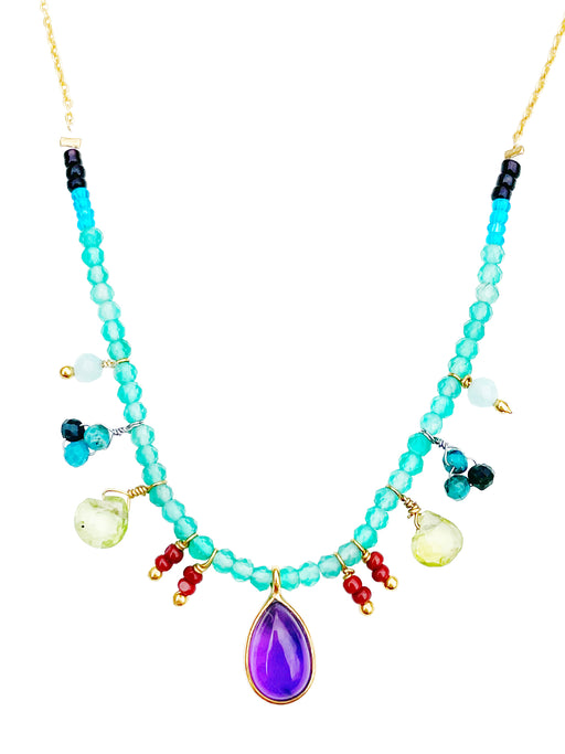 Collier en Laiton Doré et Pierre Semi-Précieuse FDC158